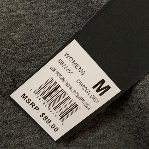 BEBE NWT charcoal gray hoodie with pocket - Picture 3 of 8